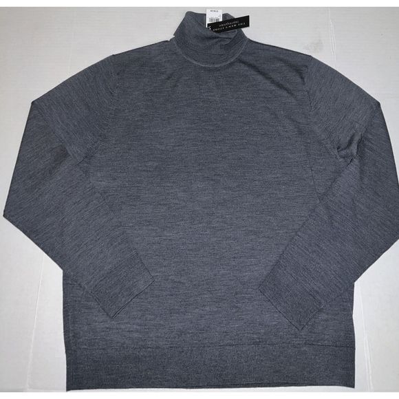 Mens Store Bloomingdales 3342M Sz XL Med Gray Merino Wool Turtleneck Sweater $19 - Picture 1 of 10